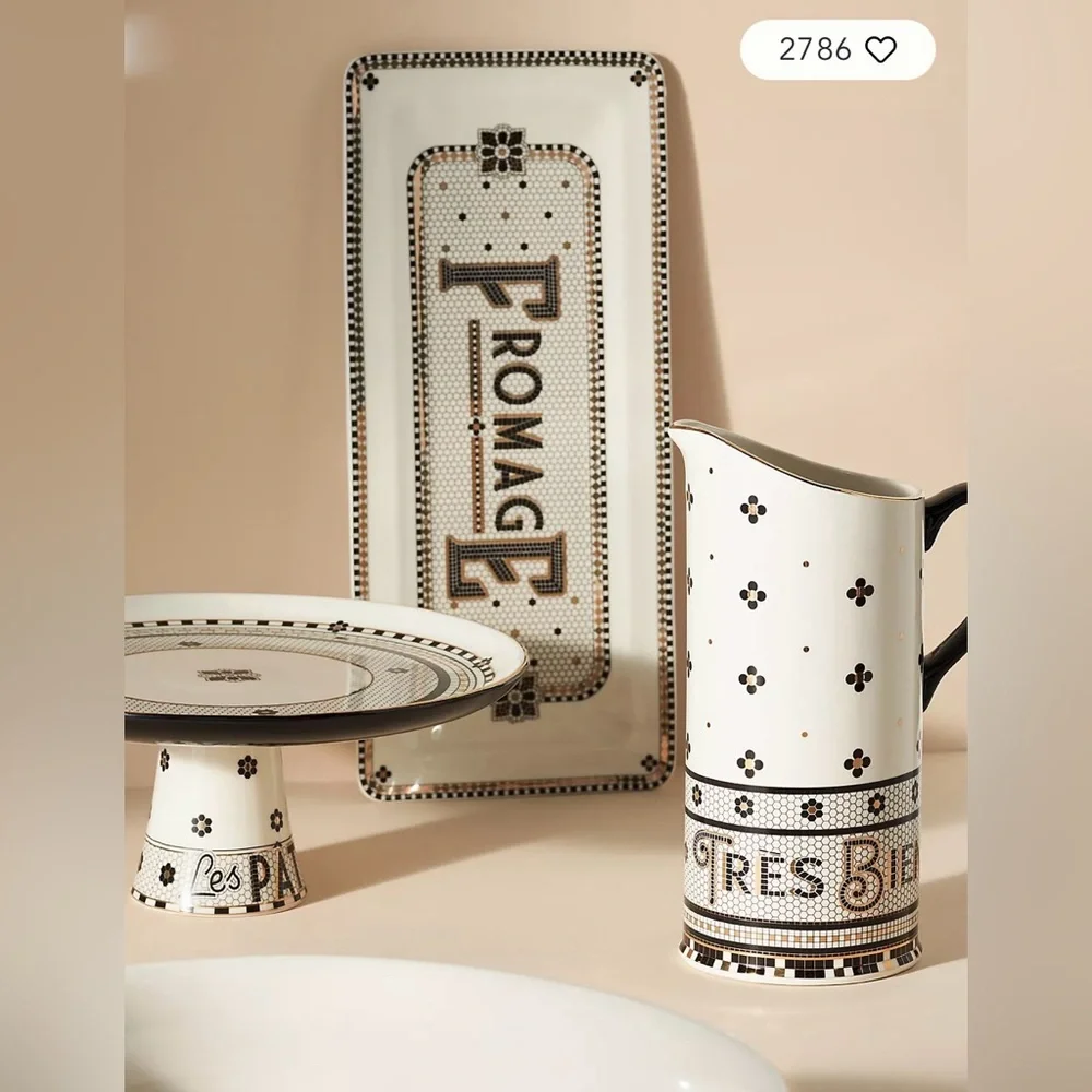 Anthropology The Bistro Tile Stoneware Pitcher 52oz - Picture 1 of 11